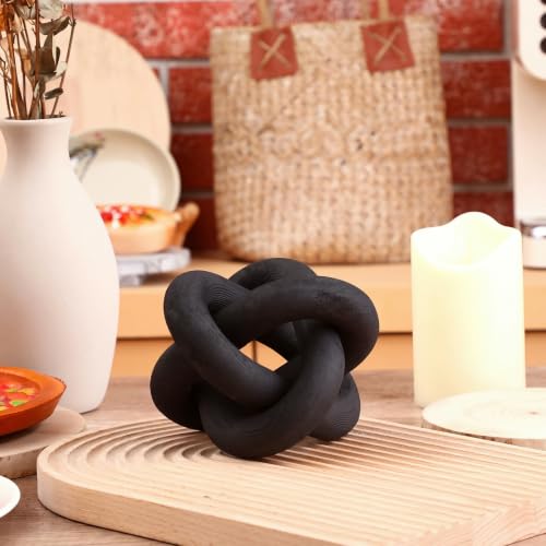 3 Link Wood Knot Decor Rustic Table Shelf Accents (Black)