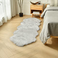 White Black Faux Sheepskin Runner Rugs 2x6 ft (White Black / 2' x 6' (Runner))