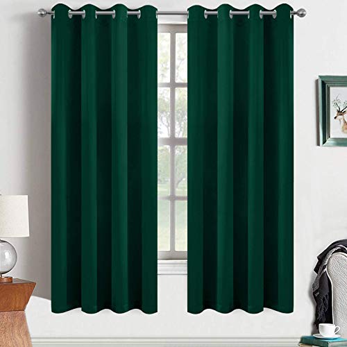 Room Darkening Curtains 52x63 inch Length Dark Green (Dark Green / 52"W x 63"L (Pack of 2))