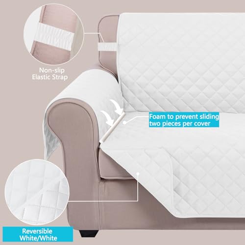 4 Seater Sofa Cover 91''Large Couch Cover (White/White / 91''sofa Xxl - Xxl Large)