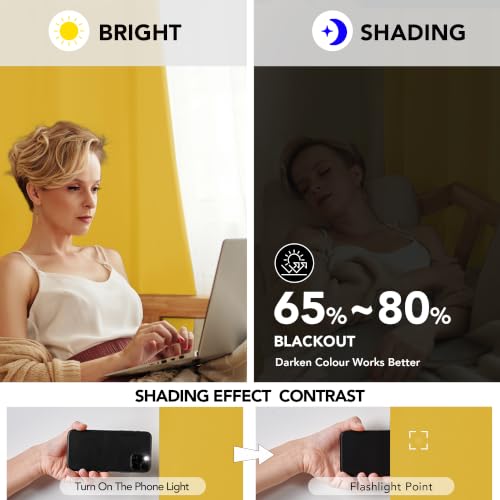 Rod Pocket and Back Tab Blackout Curtains for Living Room Thermal Insulated Room Darkening Curtains 42Wx95L Inch Mellow Yellow 2 Panels (Mellow Yellow / 42"W x 95"L (Pack of 2))