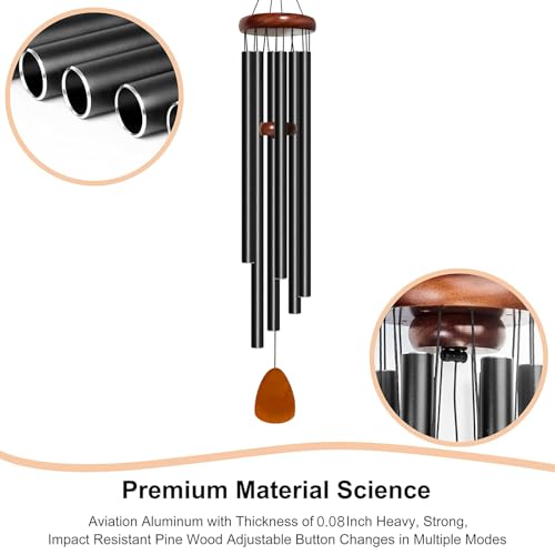 50" Aluminum Wind Chimes for Outside (Black / Classic 50" Deep Tone)