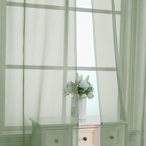 2 Pieces Bedroom Curtains 96" Length for Farmhouse (Sage Green / 42"W x 96"L (Pack of 2))