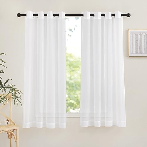 Sheer Curtain Panels Grommet (Ivory / 54"W x 63"L (Pack of 2))