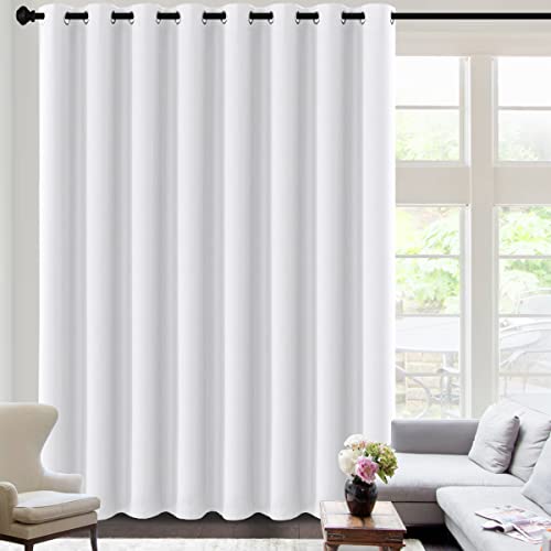 White Curtains for Sliding Glass Door Room Divider Curtains Noise Reduce Barrier Privacy Curtain Panel Portable Window Screen Sliding Partition (120"W x 96"L (Pack of 1) / Pure White)