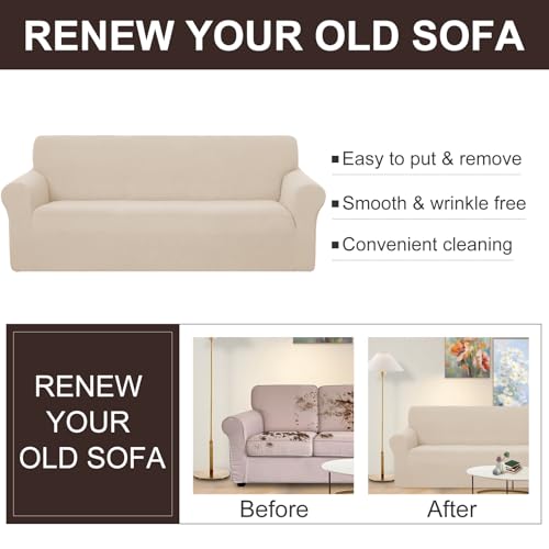Loveseat Cover Stretch Couch Cover Sofa Slipcover (Beige / Loveseat)