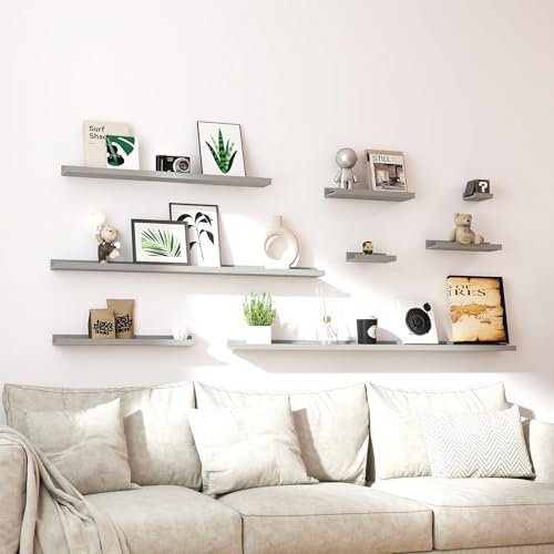 Small Grey Floating Shelves for Wall (Grey / 3.9in)