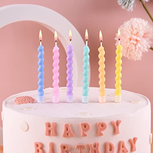 36 Count Rainbow Spiral Birthday Candles with Holders (36-Count)