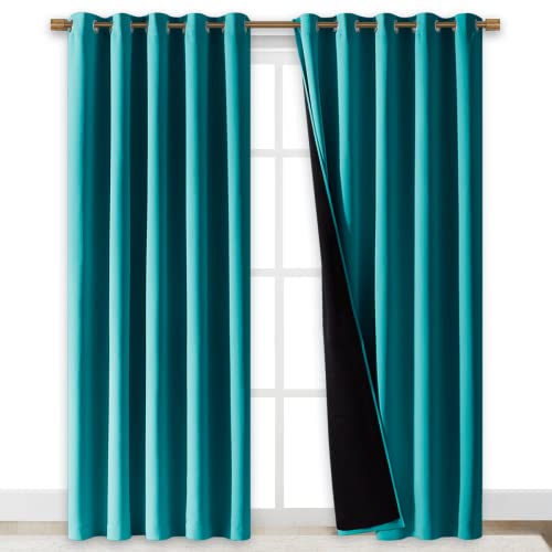 100% Blackout Window Curtain Panels (Peacock Teal / 70"W x 84"L (Pack of 2))