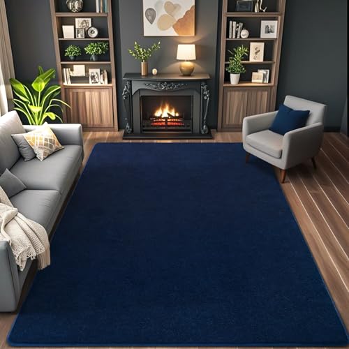 4x6 Area Rugs for Living Room Non Slip Dorm Bedroom Rug (4' x 6' (Rectangular) / Navy Blue)