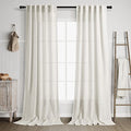 2 Panels Set Cream Linen Curtains 108 inches Long for Living Room Extra Back Tab Neutral Farmhouse Light Filtering Semi Sheer Drapes Ceiling to Floor Ivory 9 FT 38 Wide (38"W x 108"L (Pack of 2) / Natural)