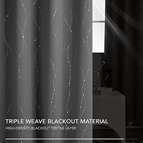 Living Room Curtains 54 Inches Long (Light Grey/Wave Dots / 42"W x 54"L (Pack of 2))