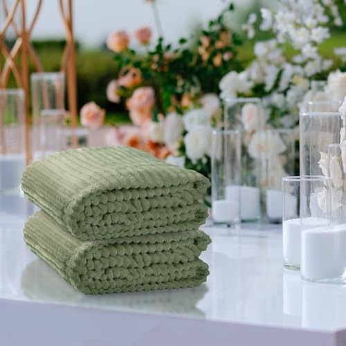6 Pcs Flannel Blankets Bulk (Sage Green)