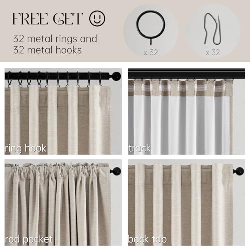 90 Inch Long Linen Curtains 2 Panel Set (Natural Linen / 52"W x 90"L (Pack of 2))