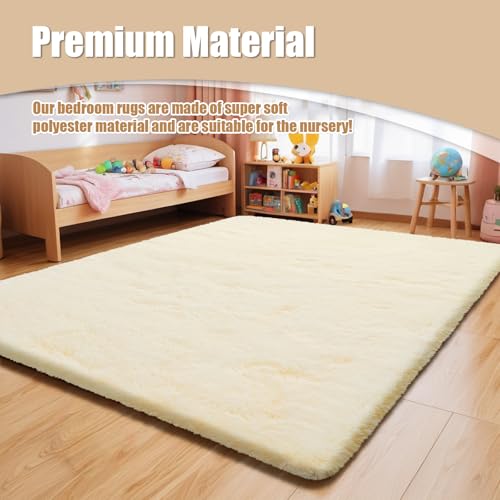 6x9 Fluffy Area Rug for Living Room (Ivory / 6' x 9' (Rectangular))