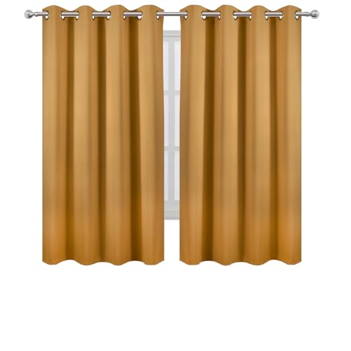 Mustard Yellow Blackout Curtains 66 x 63 Inch Length (Mustard Yellow / 66"W x 63"L (Pack of 2))