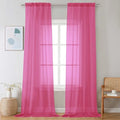 Sheer Curtains 108 Inch Length 2 Panels Set (Hot Pink / 42"W x 108"L (Pack of 2))