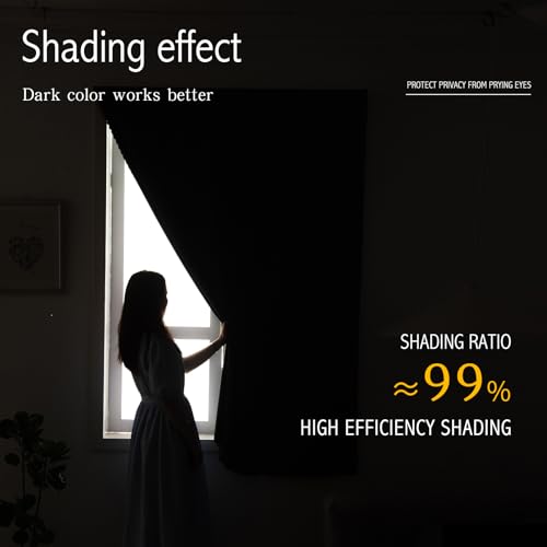 Magic Tape Blackout Curtains for Bedroom No Drillng Self Adhesive Curtains No Rod Small Window (59"W x 96"L (Pack of 1) / Grey)