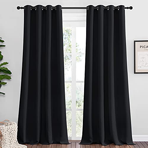 Bedroom Blackout Curtains Panels (Black / 52"W x 92"L (Pack of 2))