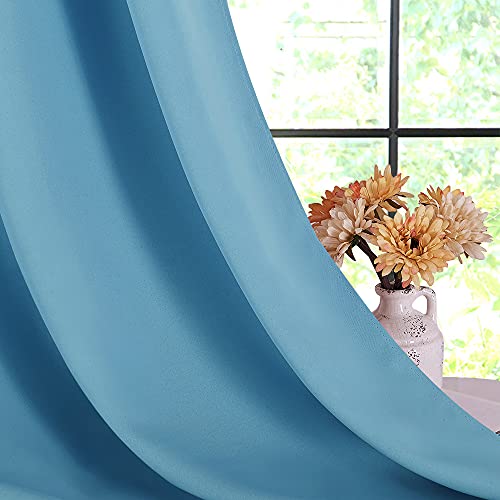Teal Blue Blackout Curtain Panels for Bedroom (Teal Blue / 42"W x 40"L (Pack of 2))