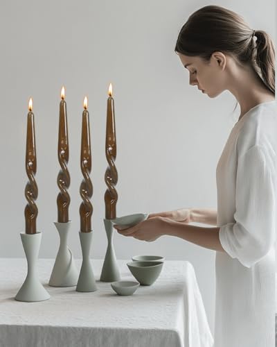Brown Spiral Taper Candle Sticks (Brown-10"-A)
