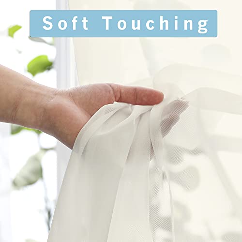 Sheer Curtains 108" inches Long (Ivory / 42"W x 108"L (Pack of 2))