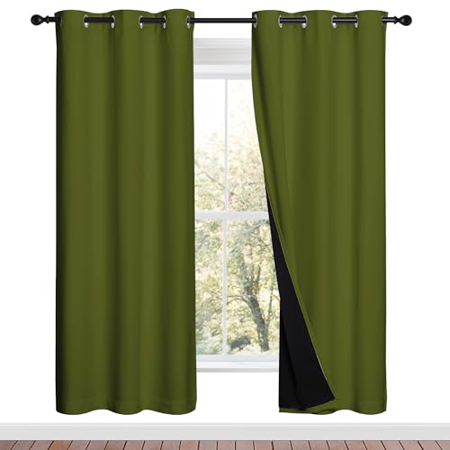 Olive Green Full Shade Curtain Panels (Olive Green / 37"W x 70"L (Pack of 2))