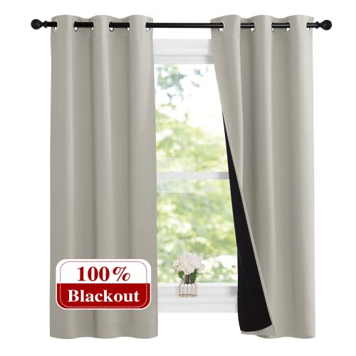 Natural Blackout Curtains for Kitchen 37" Wide x 60" Long 2 Panels (Natural / 37"W x 60"L (Pack of 2))