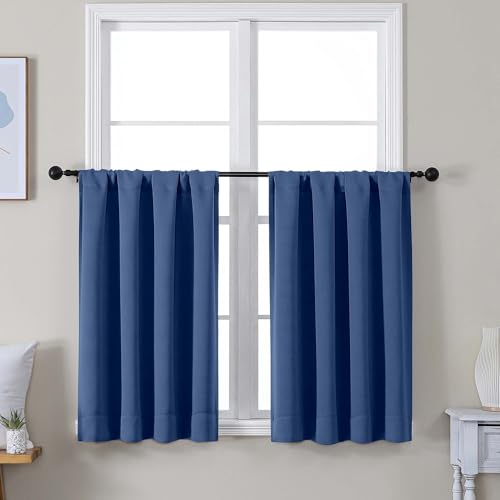 Ava Royal Blue Short 36 Inches Blackout Curtain 2 Panels Set (Royal Blue / 40"W x 36"L (Pack of 2))