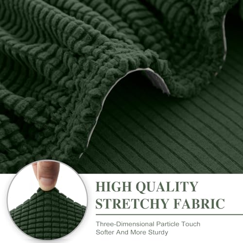 Couch Cushion Covers for Sectional Sofa L Shape Washable Separate Seat Chaise Couch Cover Stretch Sofa Slipcovers with 2 Pcs Pillowcases (Green / Seat Only: 2 Seat + 1 Chaise)