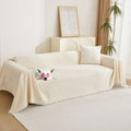 Couch Cover 3 Cushion Sofa with Tassel (91" x 150" / Tassels Edge-beige)