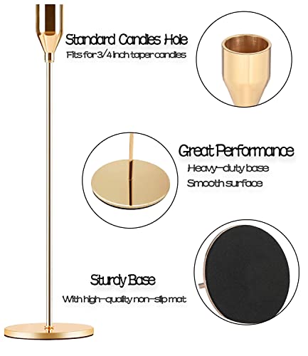 French Gold Taper Tall Candle Holders Set of 6 (French Gold-6 Packs)