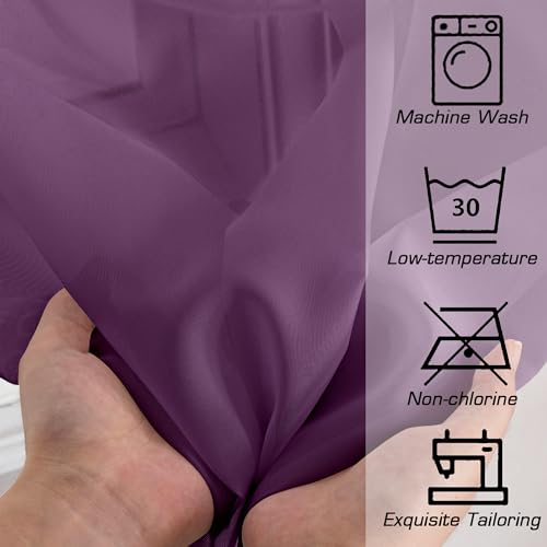 Plum Purple Sheer Curtains 96 Inches Long 2 Panels (Plum / 42"W x 96"L (Pack of 2))
