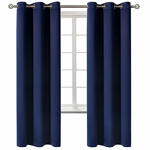 Navy Blue Blackout Curtains for Bedroom 72 Inch Long (Navy / 42"W x 72"L (Pack of 2))