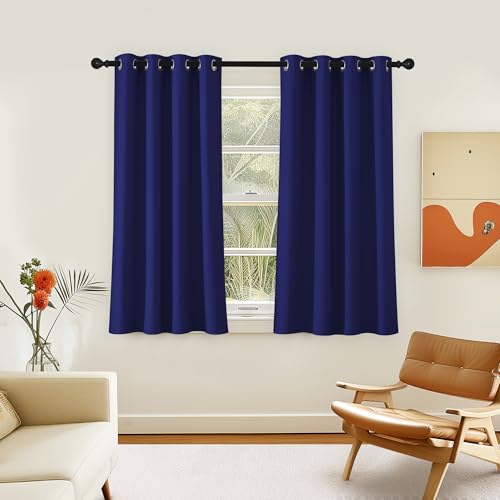 Room Darkening Short Curtain 54 inches Long for Living Room (Navy Blue / 46"W x 54"L (Pack of 1))