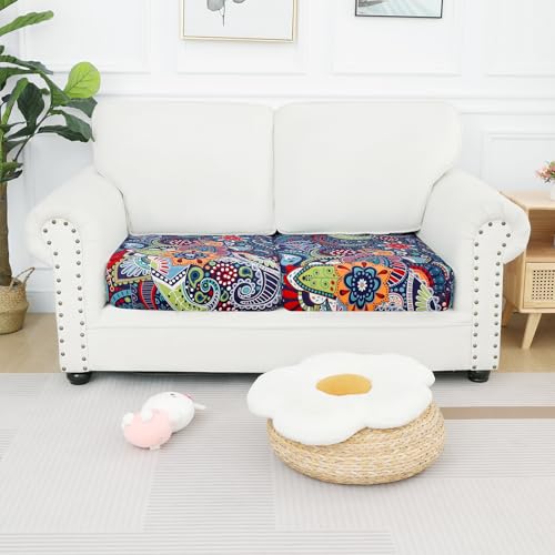 Printed Couch Cushion Covers (Blue Green / Seat 2 Pack)