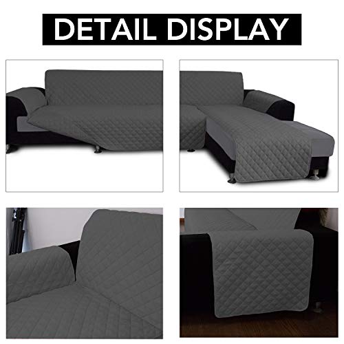 Reversible L Shape Sectional Couch Cover (X-Large / Dark Gray/Dark Gray)