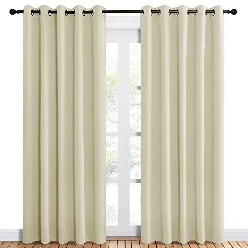 Room Darkening Draperies Window Curtain Panels (Beige / 60"W x 84"L (Pack of 2))
