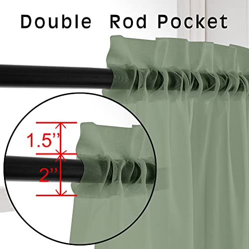 2 Pieces Bedroom Curtains 96" Length for Farmhouse (Sage Green / 42"W x 96"L (Pack of 2))