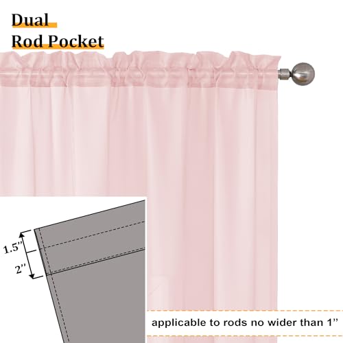 Blush Pink Sheer Curtains 84 Inches Long 2 Panels Set (40"W x 84"L (Pack of 2) / Blush Pink)
