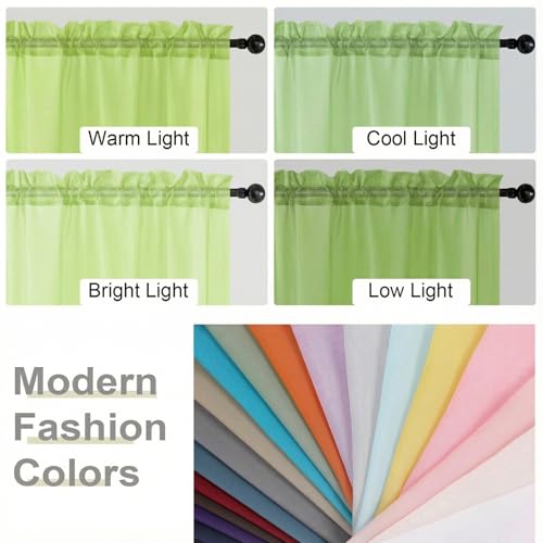 Sheer Curtains 84 Inches Long 2 Panels Set for Bedroom Living Room (Lime / 42"W x 84"L (Pack of 2))