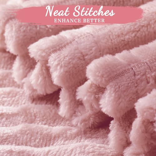 12 Pcs Flannel Blankets Bulk (Dusty Pink)