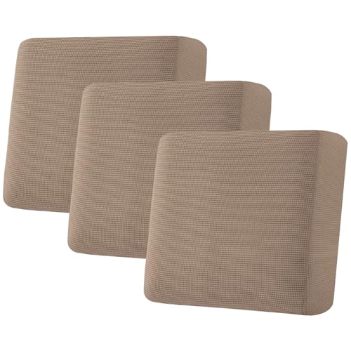 Super Stretch Individual Seat Cushion Covers Sofa Covers Couch Covers Slipcover Sets Thick Jacquard Textured Twill Fabric (Macchiato / 3 Cushion XL Sofa)