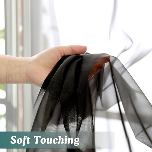 Extra Long Black Sheer Curtains 120 Inches Long 2 Panels (Black / 59"W x 120"L (Pack of 2))