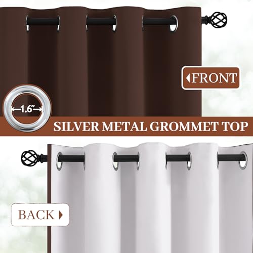 100% Blackout Curtains 52x96 Chocolate Brown Window Drapes (Chocolate Brown / 52"W x 96"L (Pack of 2))