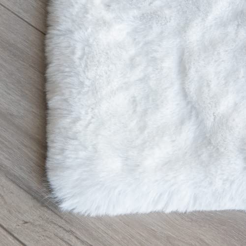 White Faux Fur Rug 5x7 Rugs for Living Room Shag Washable Area Rug Fuzzy Rugs for Bedroom Girl Room Decor Rectangle Rug (5' x 7' (Rectangular) / White)