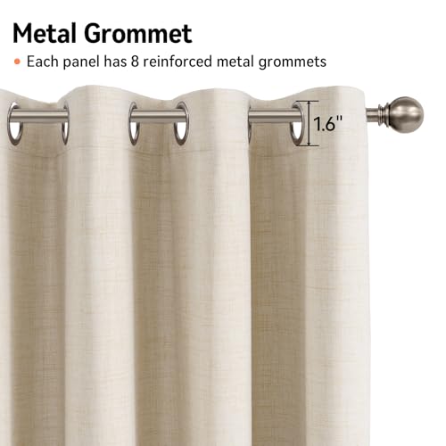 100% Blackout Linen Curtains 63 Inch Long 2 Panels Set (Alba | Butter Cream / 50"W x 63"L (Pack of 2))
