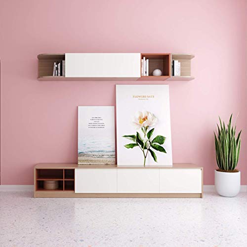 Pink Self Adhesive Wallpaper Film Stick Paper Easy to Apply (Pink / 15.7" x 118")