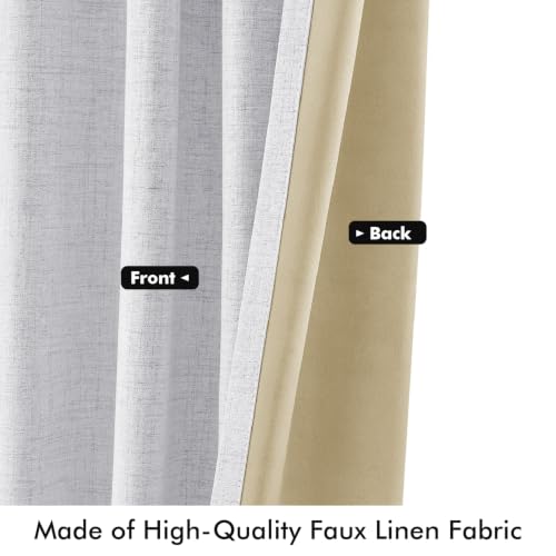 100% Blackout Linen Curtains 42 x 72 Inch Grayish White 2 Panels (Grayish White / 42"W x 72"L (Pack of 2))