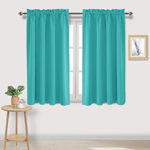 Blackout Curtains for Bedroom Living Room 52 x 45 Inch Long 2 Panels (Peacock Blue / 52"W x 45"L (Pack of 2))